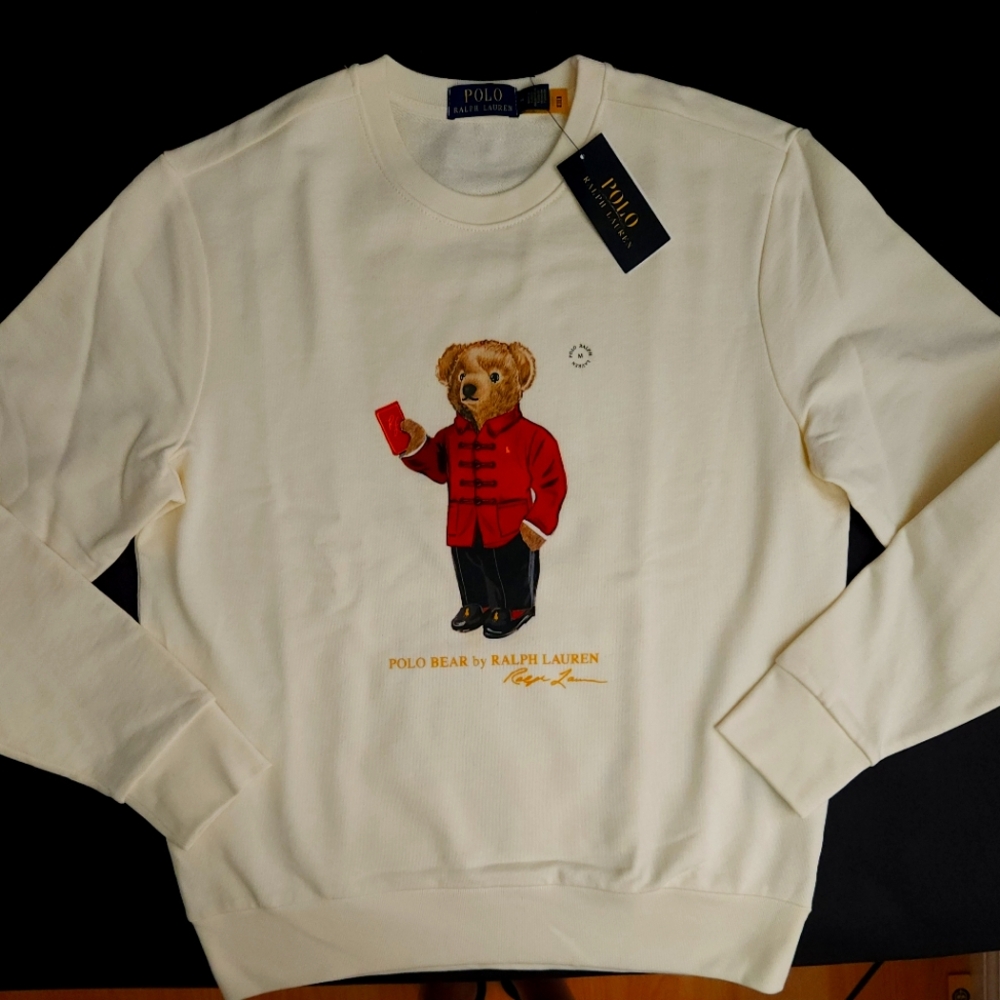 Polo by Ralph Lauren Cream Crewneck Sweatshirt with Polo Bear Graphic
